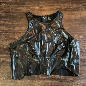 Black faux leather top